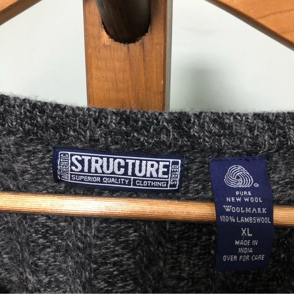 Structure Striped Chunky Knitted Wool Sweater - Picture 3 of 4